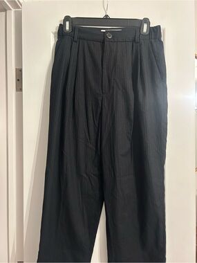 Zara Black Pinstripe Pleated Trousers